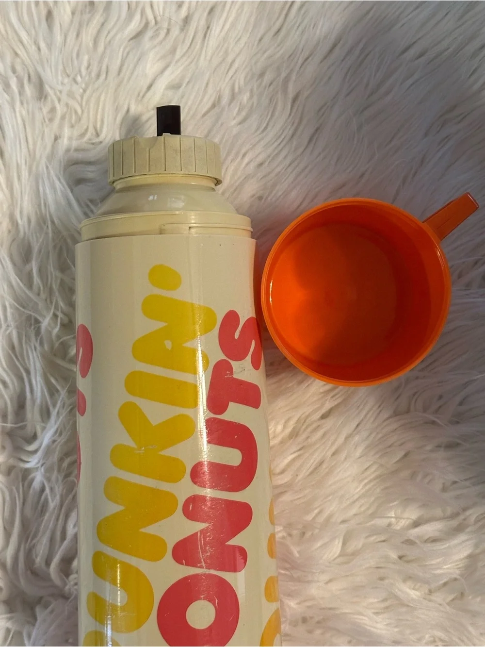Vintage Dunkin’ Donuts Thermos Vacuum Bottle 13” Retro Orange Pink Yello Thermos